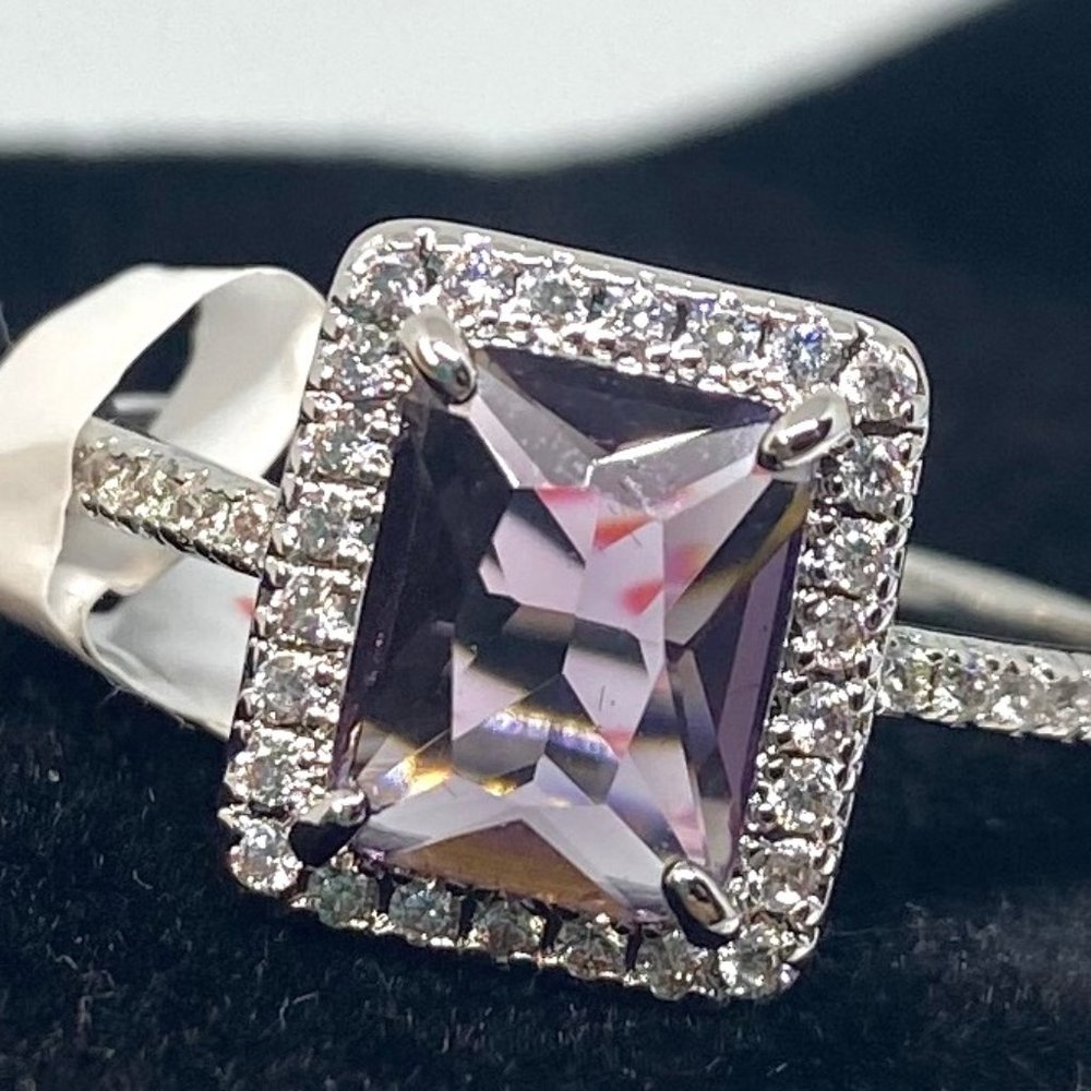 Emerald Cut Amethyst Ring Size 10